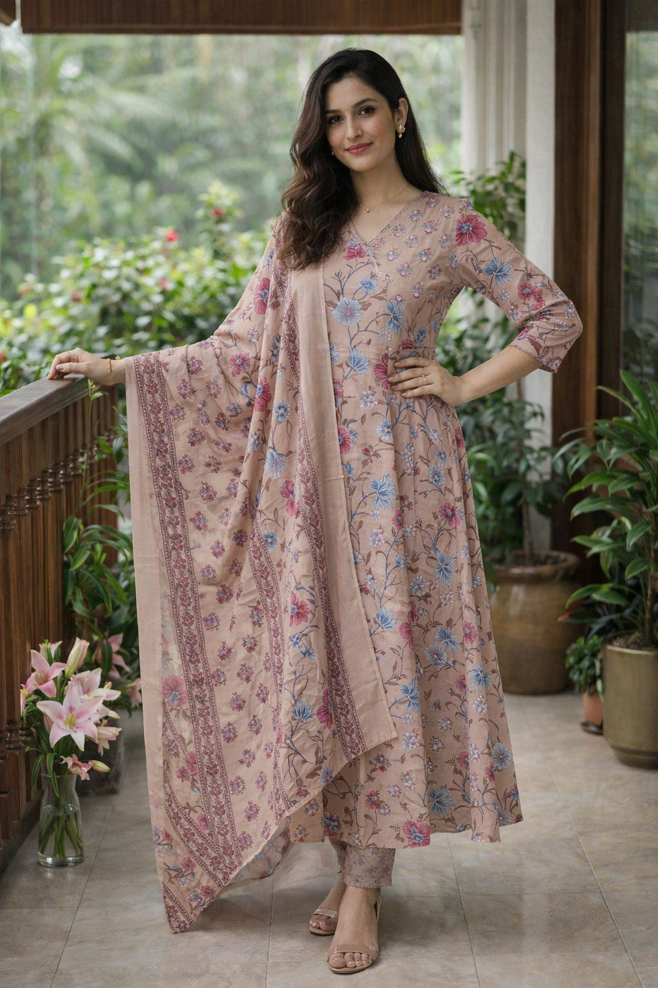Anarkali cotton 3pc set